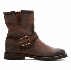 Frye Natalie Engineer Short Dark Brown Leather Wom